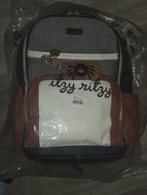 Itzy Ritzy Backpack Baby Bag with White and Brown Panels